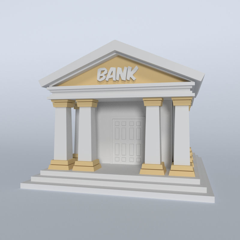 Cartoon Bank Low-poly 3D model_3