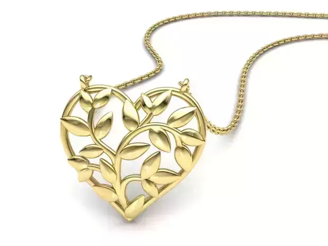 Heart Leaves Pendant 3d model 0244
