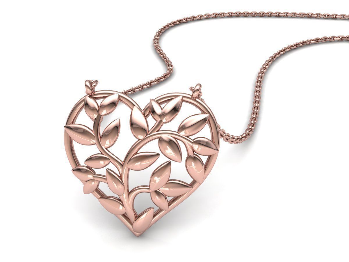 Heart Leaves Pendant 3d model 0244 3D print model_1