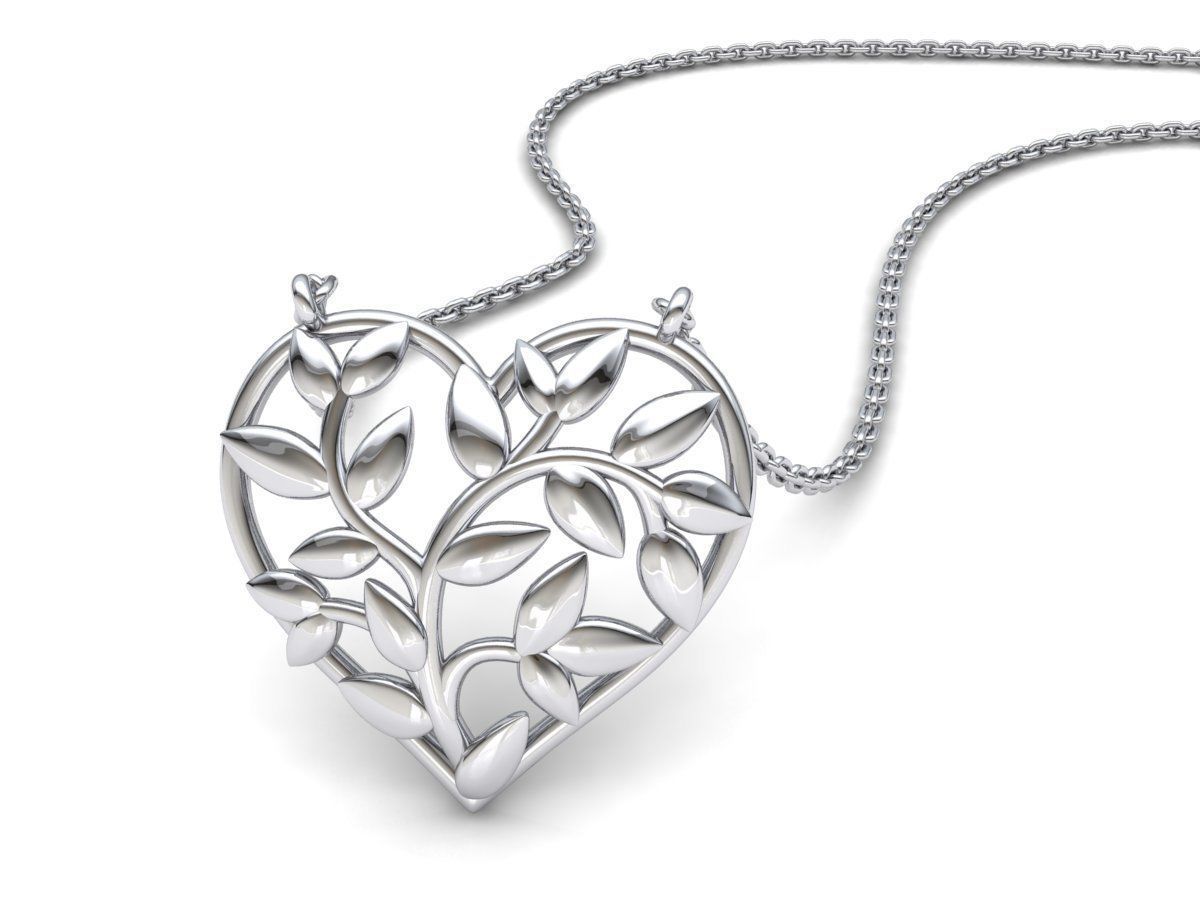 Heart Leaves Pendant 3d model 0244 3D print model_2