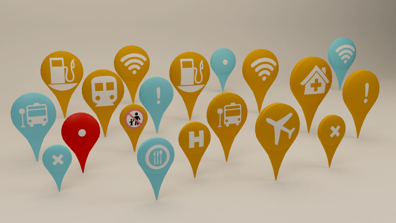 Location Pins or Icons 3D model Low-poly 3D model_2