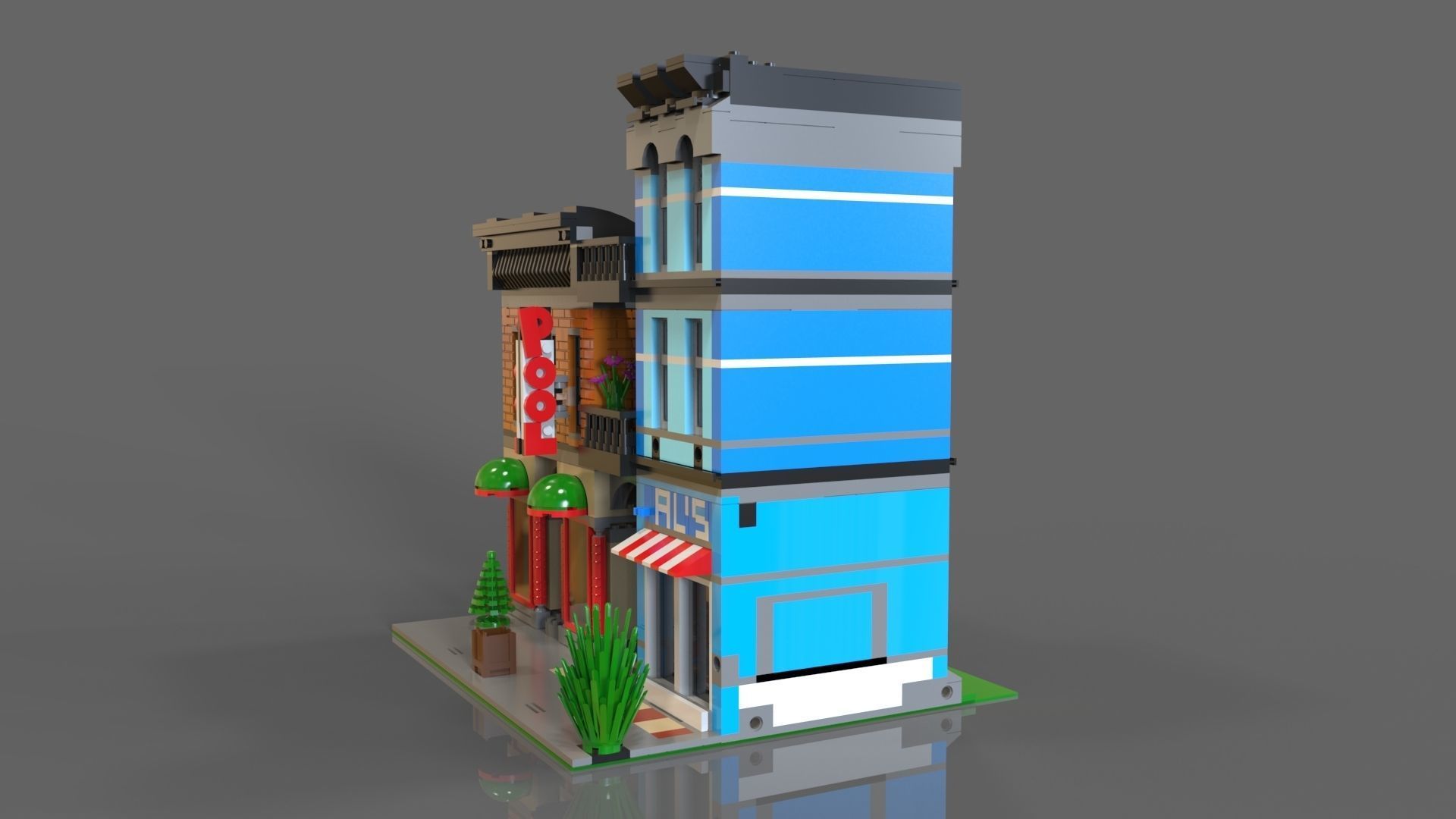 Lego Pool Low-poly 3D model_4