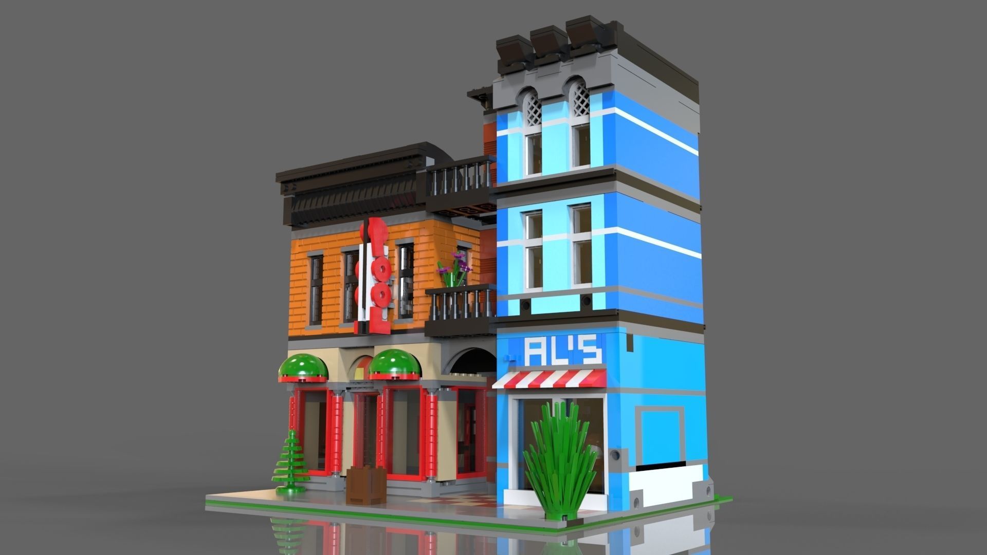 Lego Pool Low-poly 3D model_8