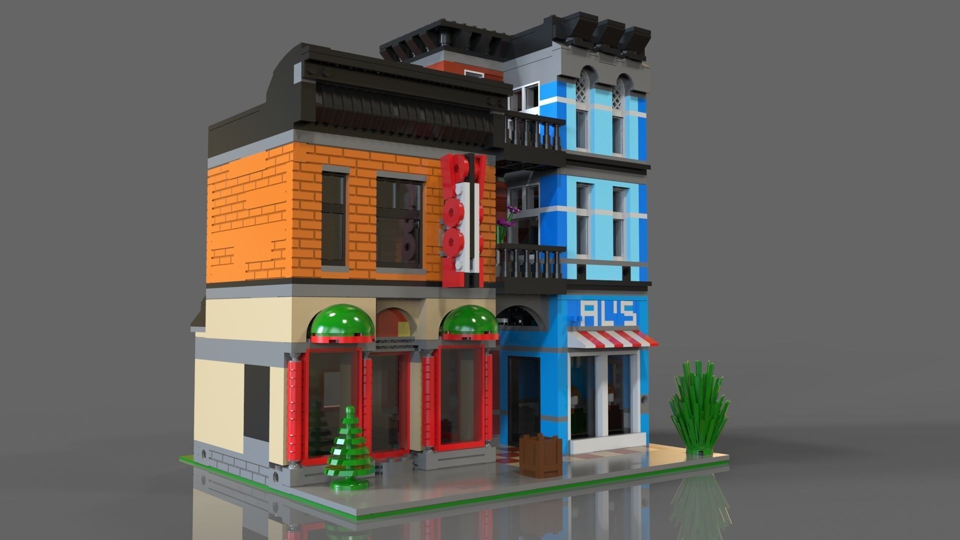 Lego Pool Low-poly 3D model_1