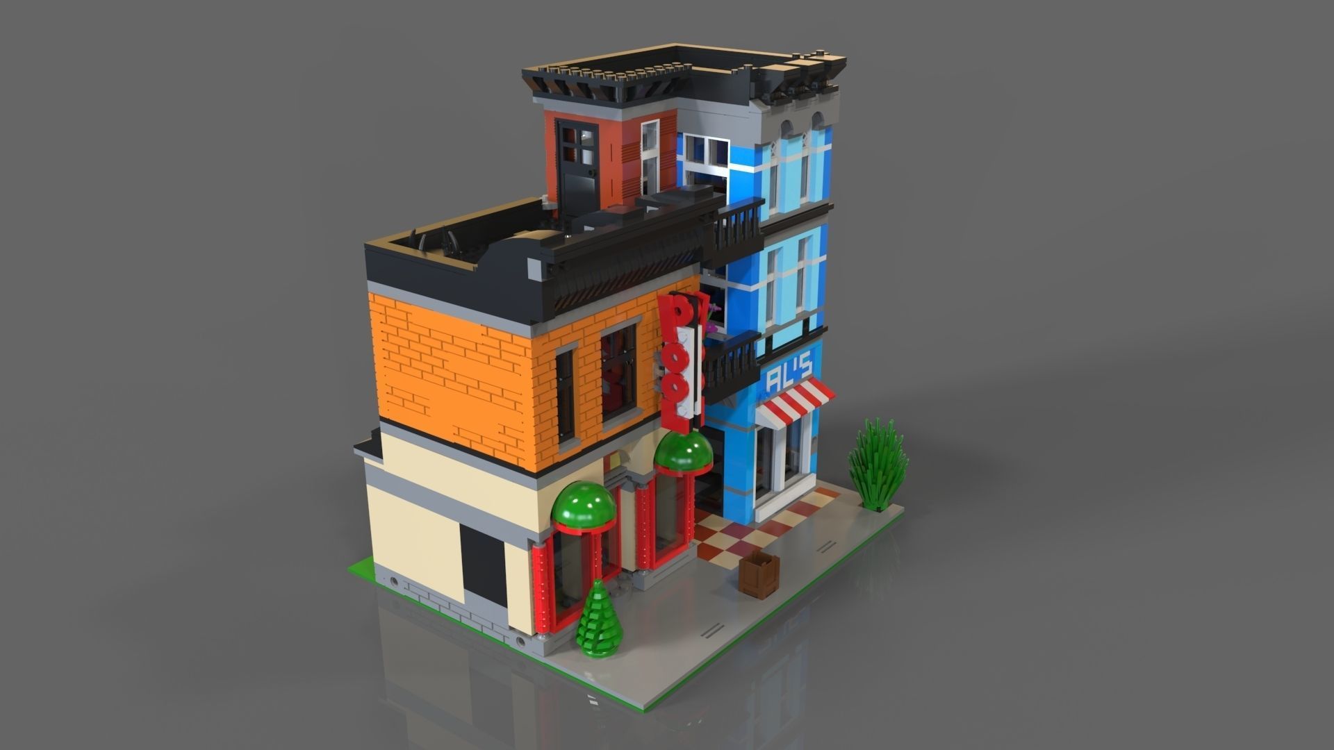 Lego Pool Low-poly 3D model_9