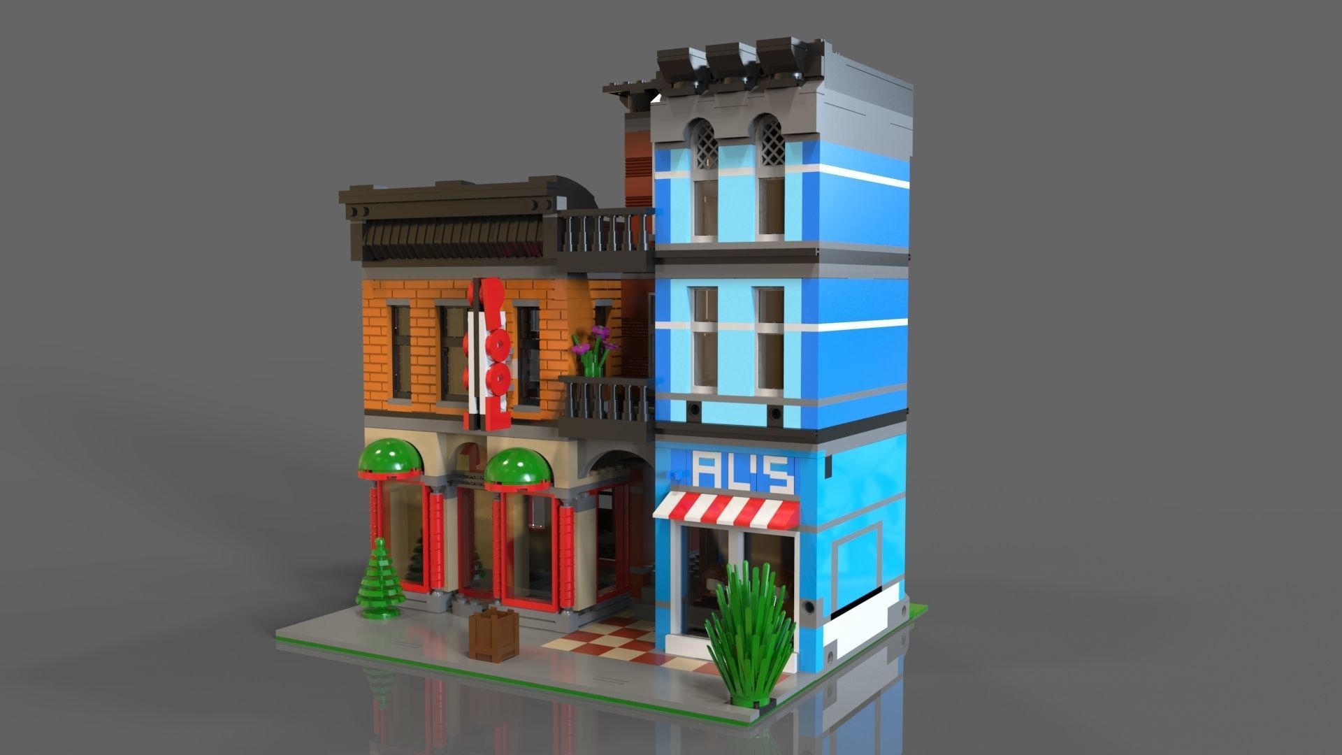 Lego Pool Low-poly 3D model_2