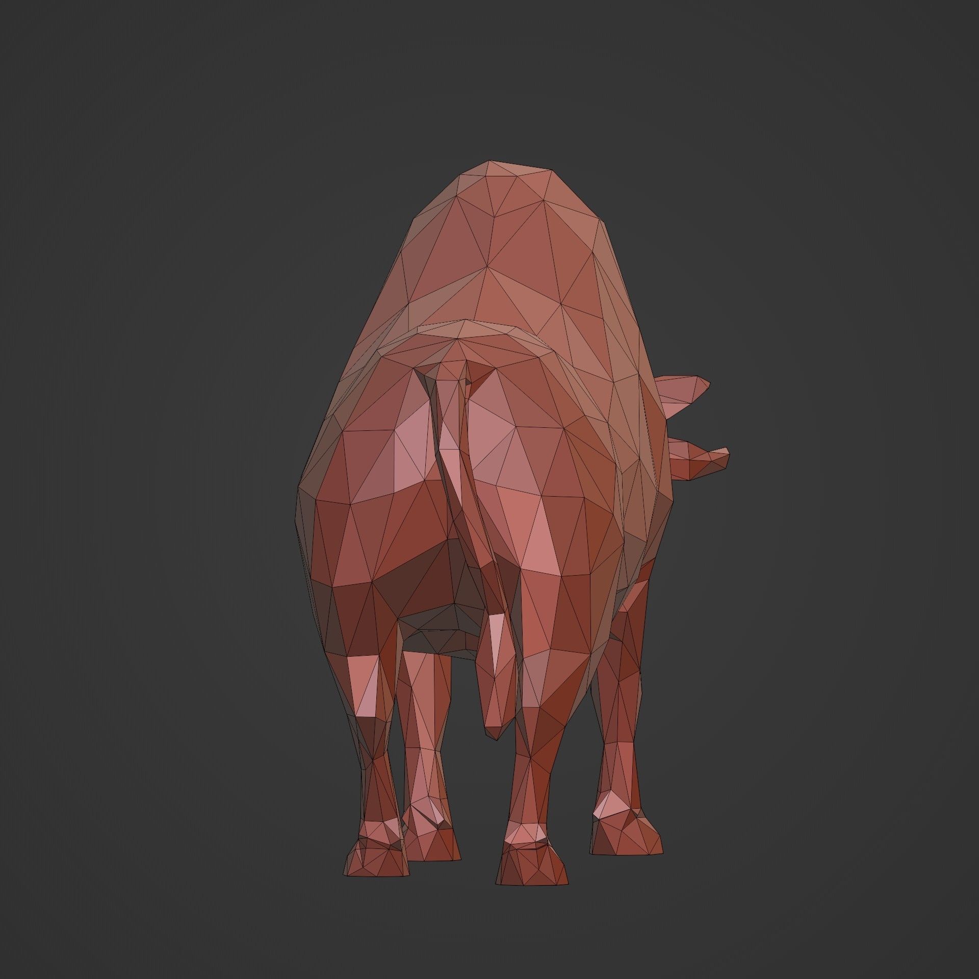 Polygonal Bull Figurine 3D print model_10