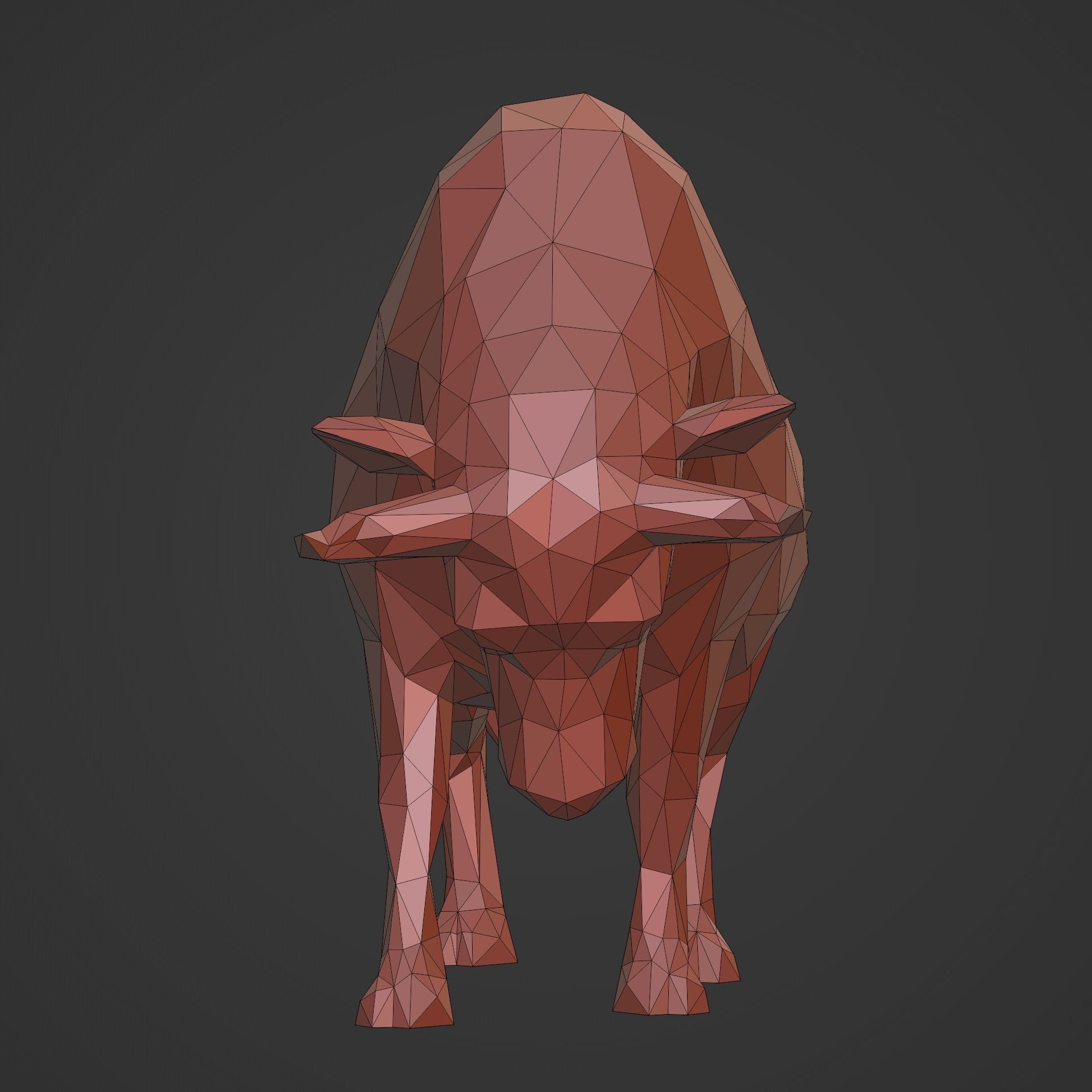 Polygonal Bull Figurine 3D print model_6