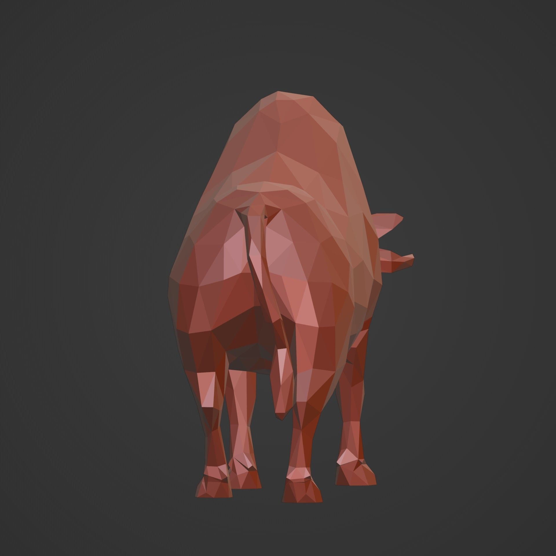 Polygonal Bull Figurine 3D print model_9