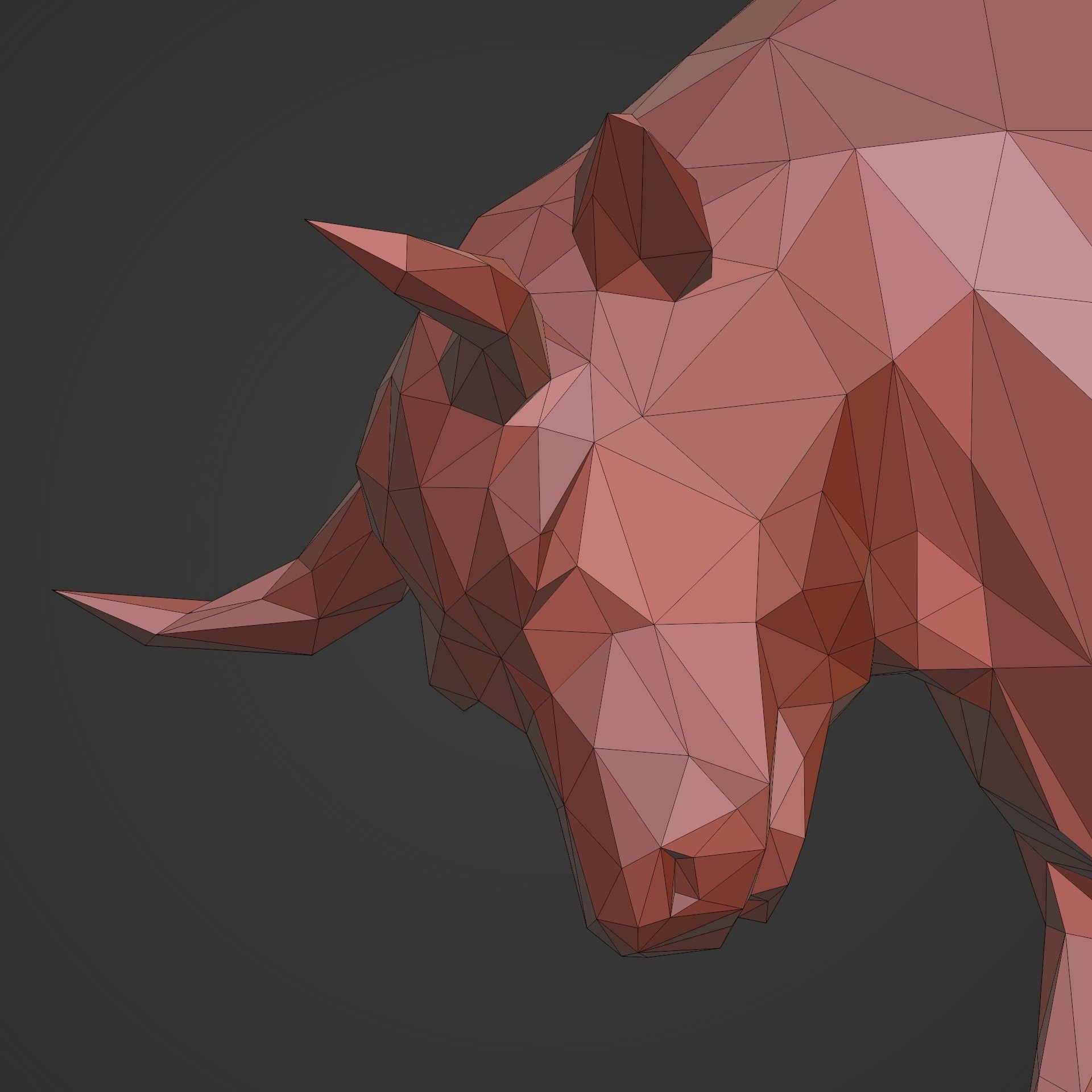 Polygonal Bull Figurine 3D print model_15