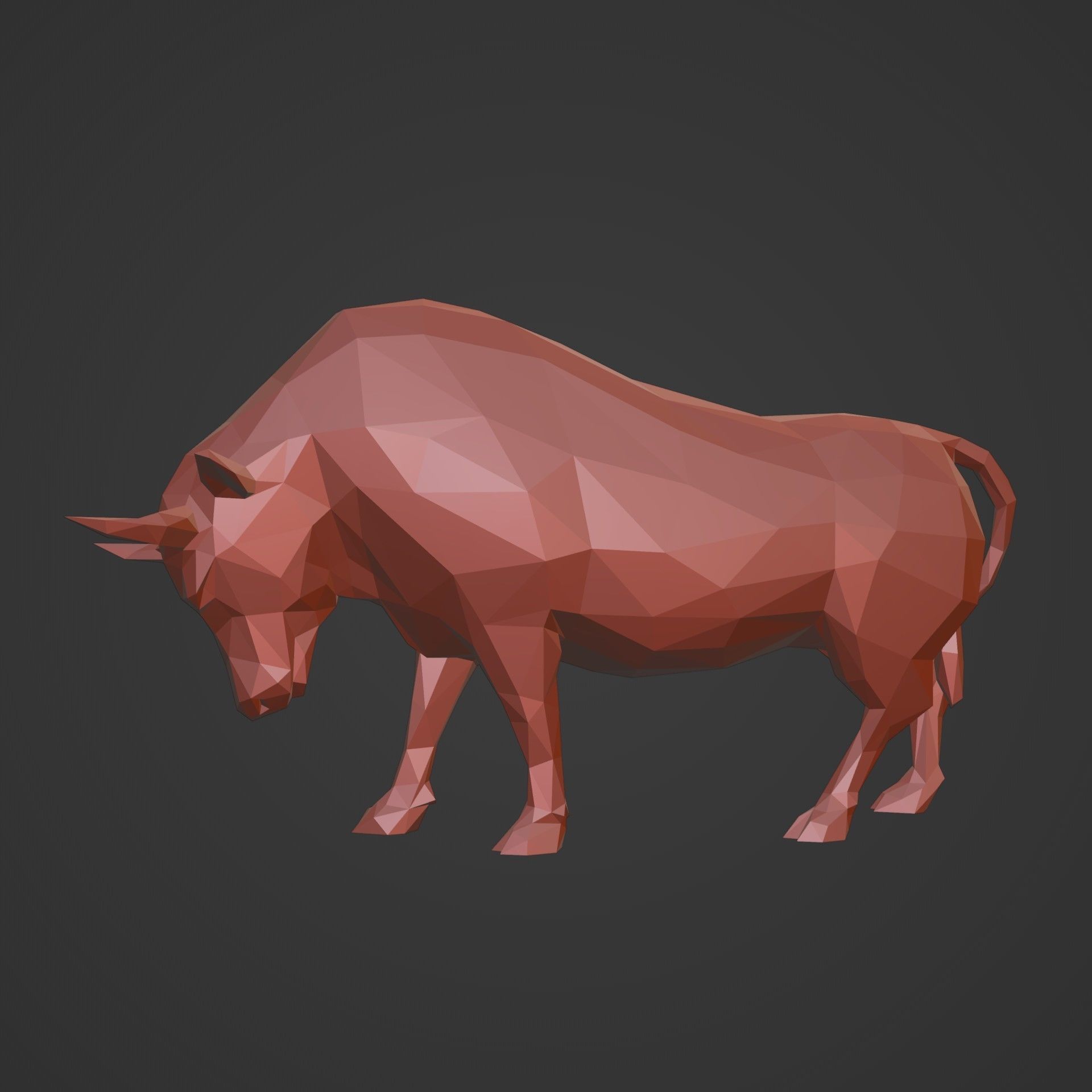 Polygonal Bull Figurine 3D print model_1