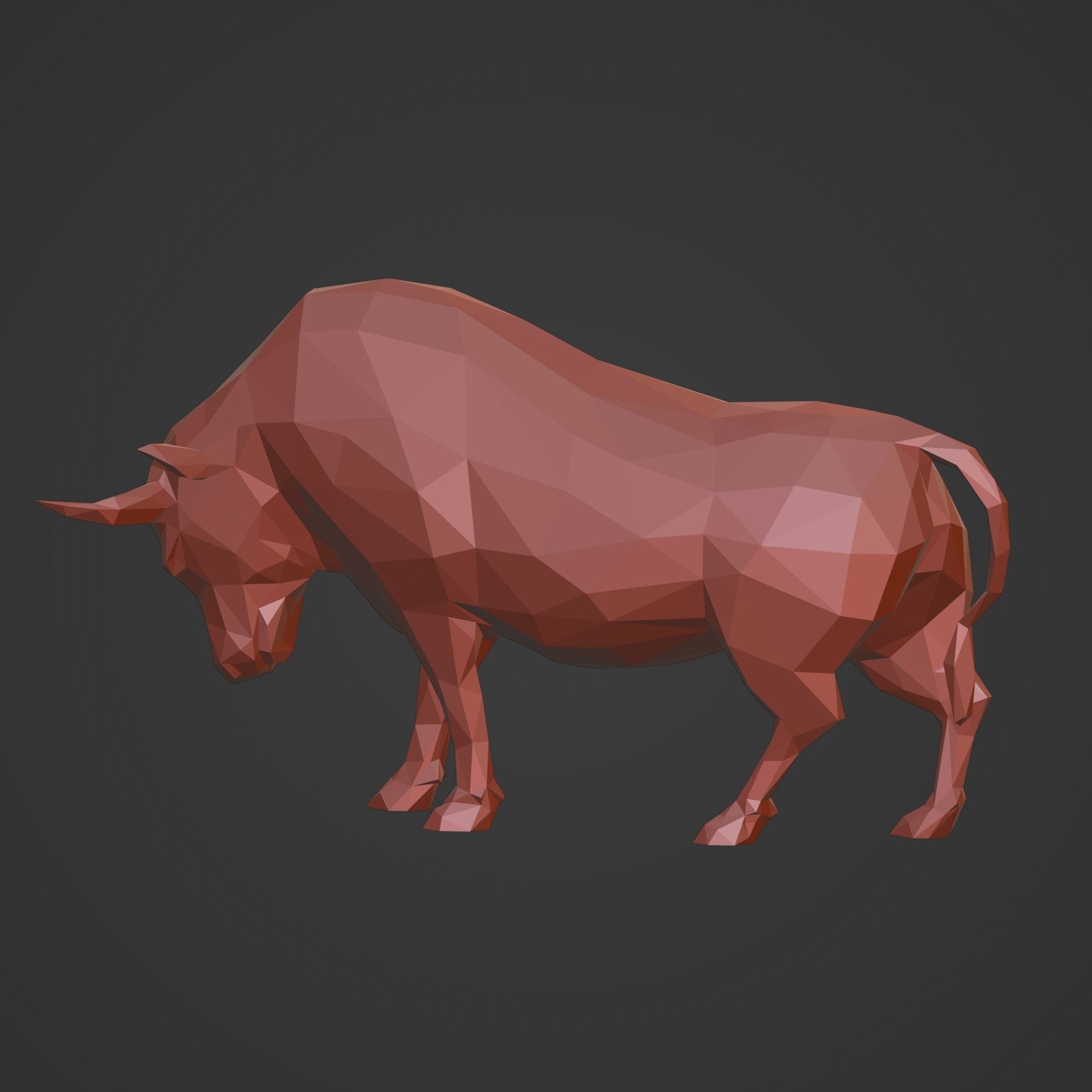 Polygonal Bull Figurine 3D print model_3