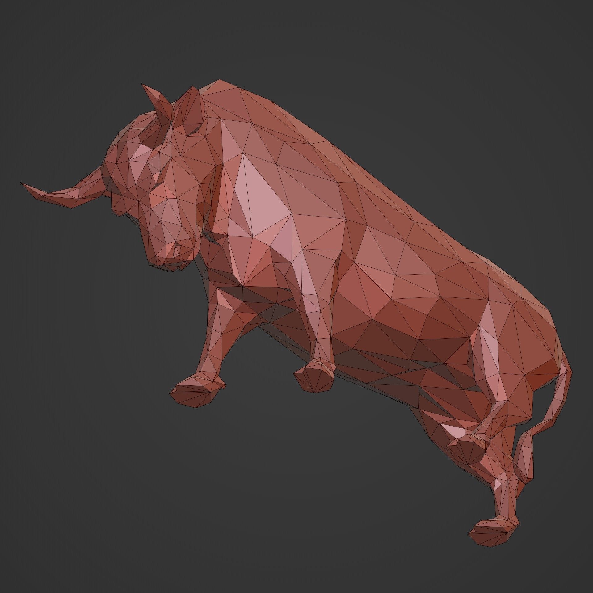 Polygonal Bull Figurine 3D print model_13