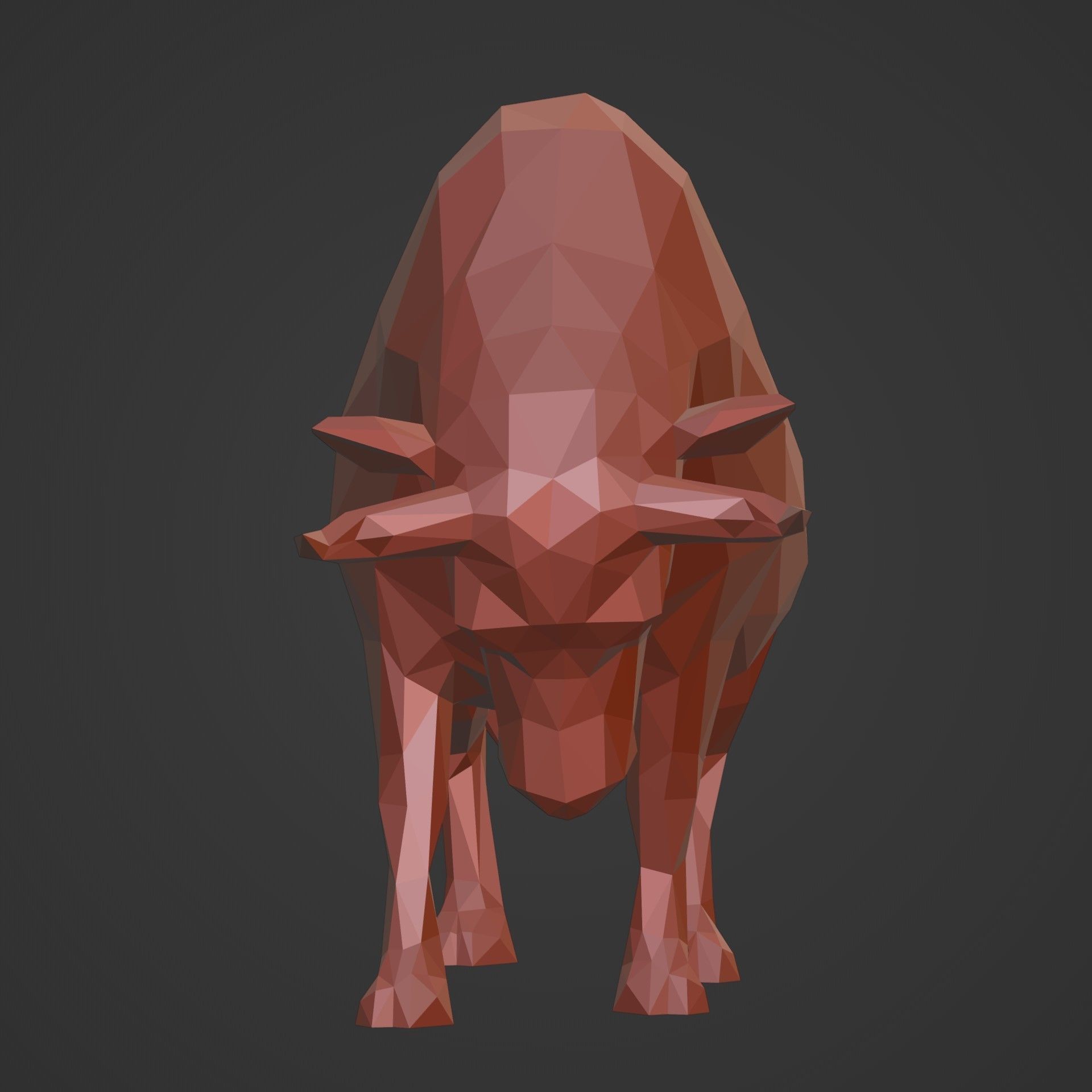 Polygonal Bull Figurine 3D print model_5