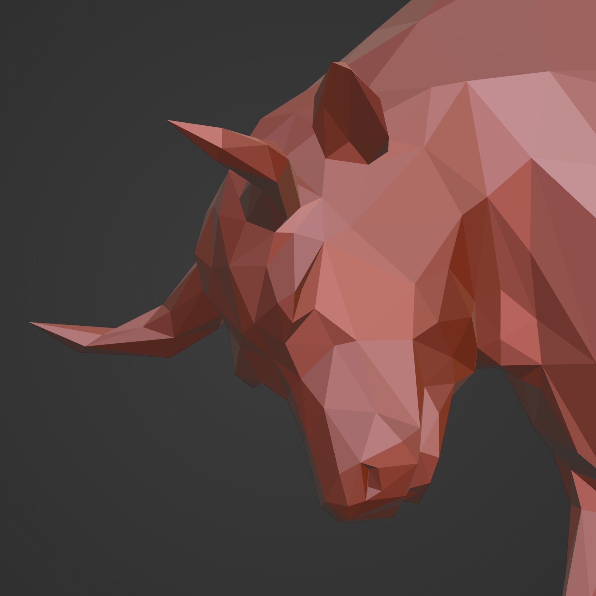 Polygonal Bull Figurine 3D print model_14