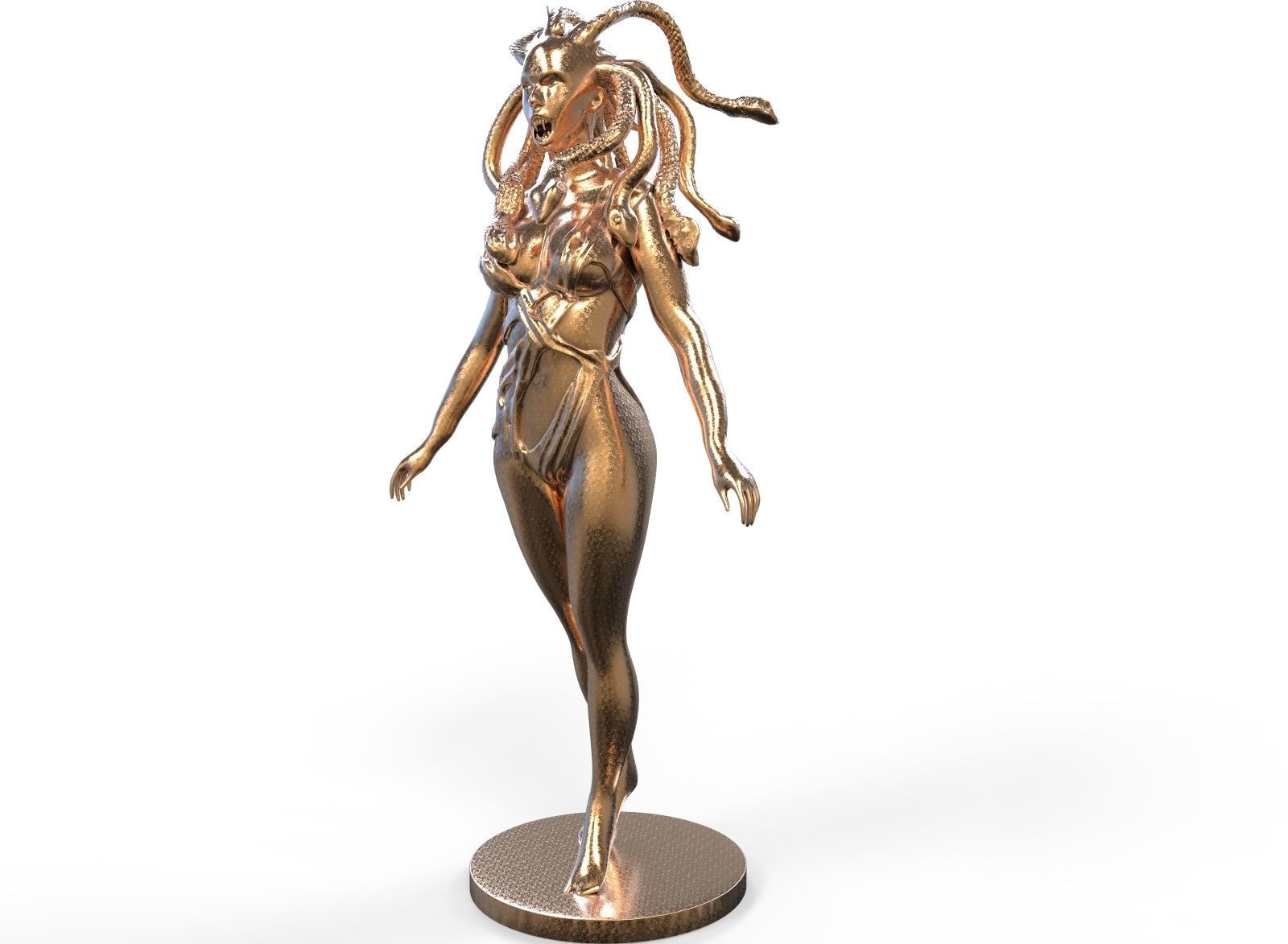 Medusa bronze statue of woman 3D print model_1