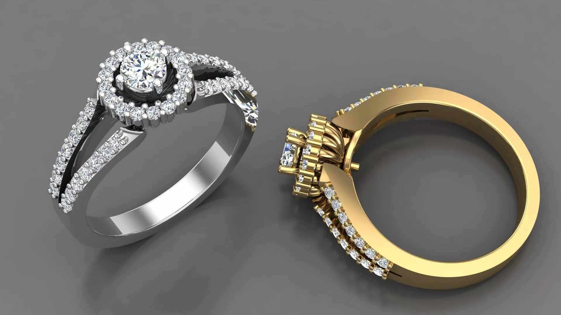Halo Engagement Ring 3D print model