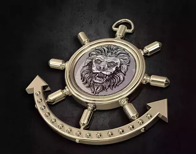 lion in wheel pendant