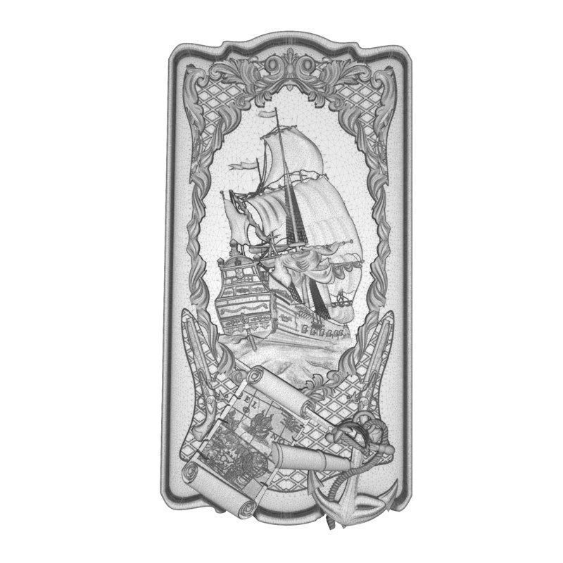 Sailing panel Bas relief 3D print model_2