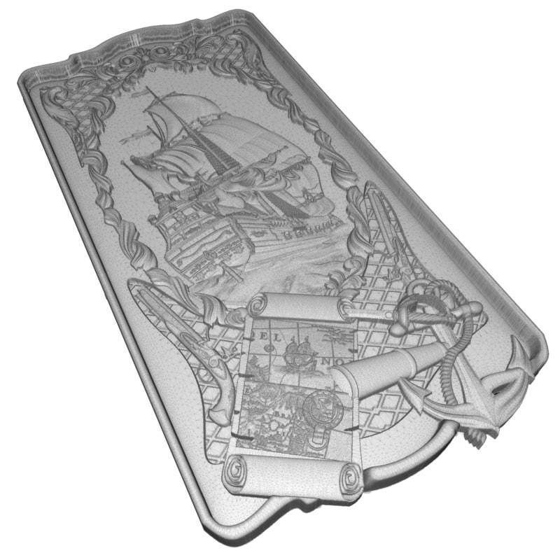 Sailing panel Bas relief 3D print model_3