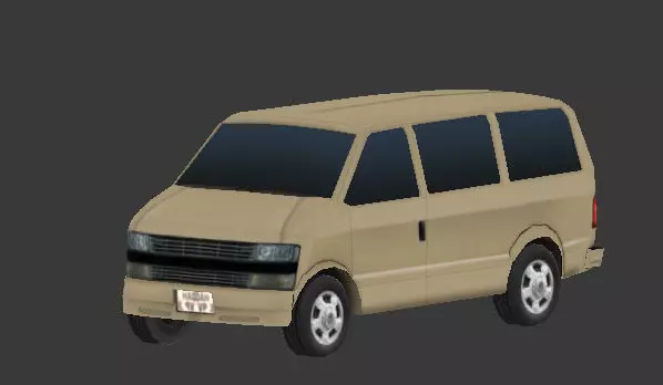 Passenger Van Low-poly 3D model_0