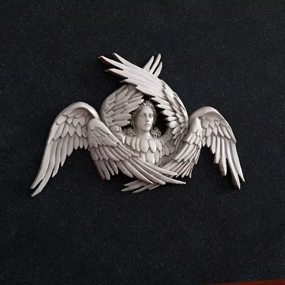 Angel 3 with wings on wall 3D print model_0