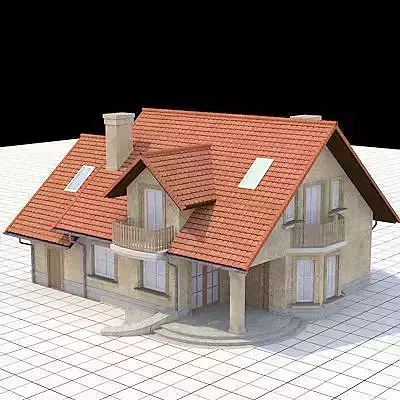 highly detailed and textured single-family house