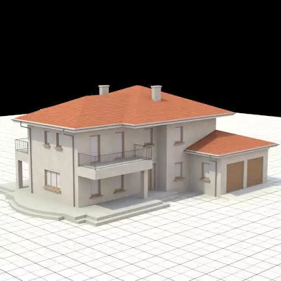 highly detailed and textured single-family house 2 3D model_0