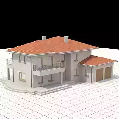 highly detailed and textured single-family house 2