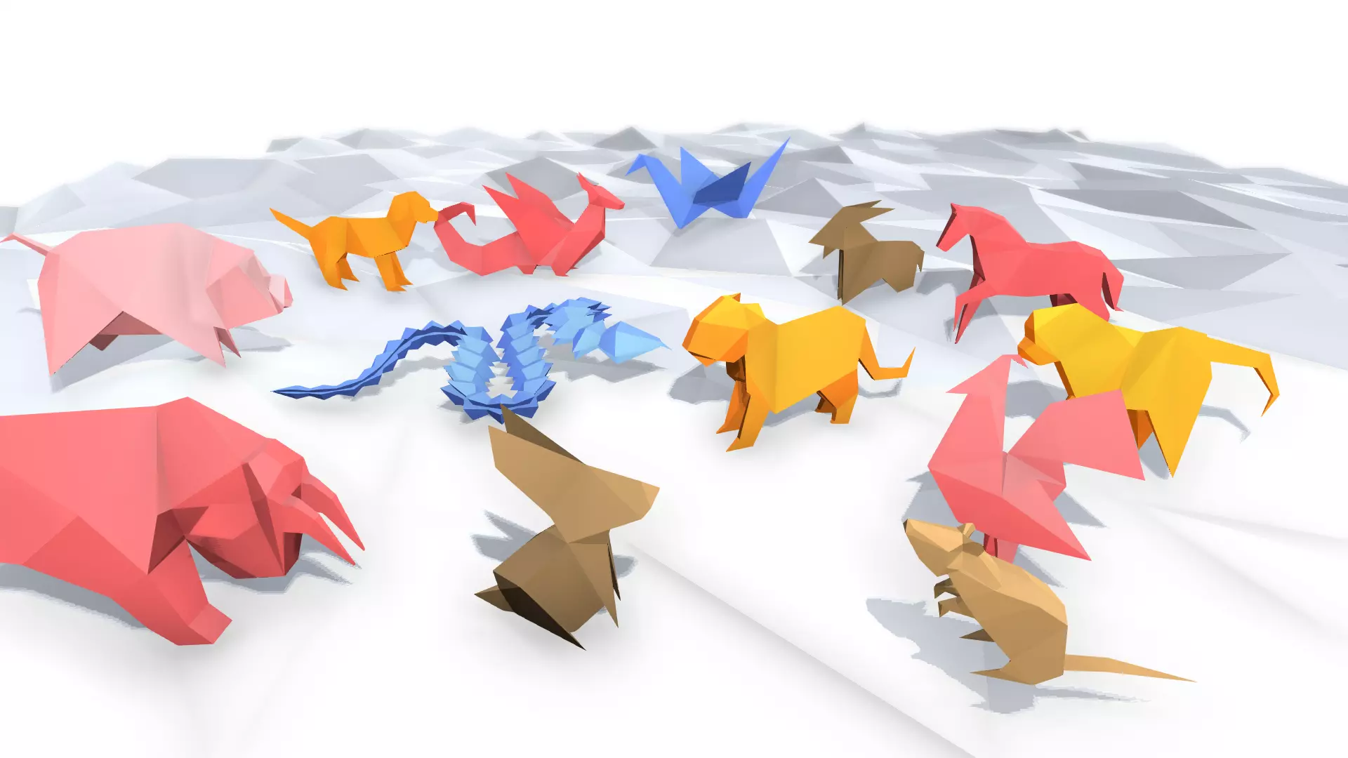 Animals of the Chinese Zodiac Low-poly 3D model_0