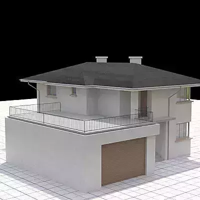 highly detailed and textured single-family house 3