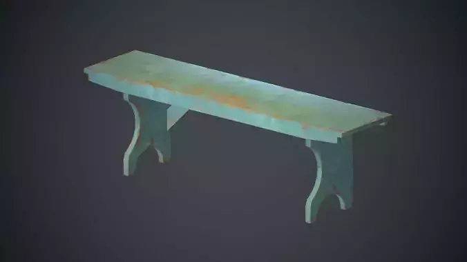 Old Painted Wooden Bench PBR Game Ready