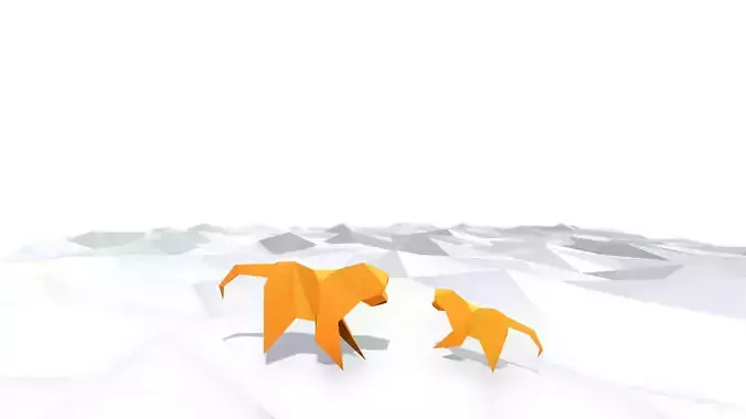 Origami Monkey Low-poly 3D model