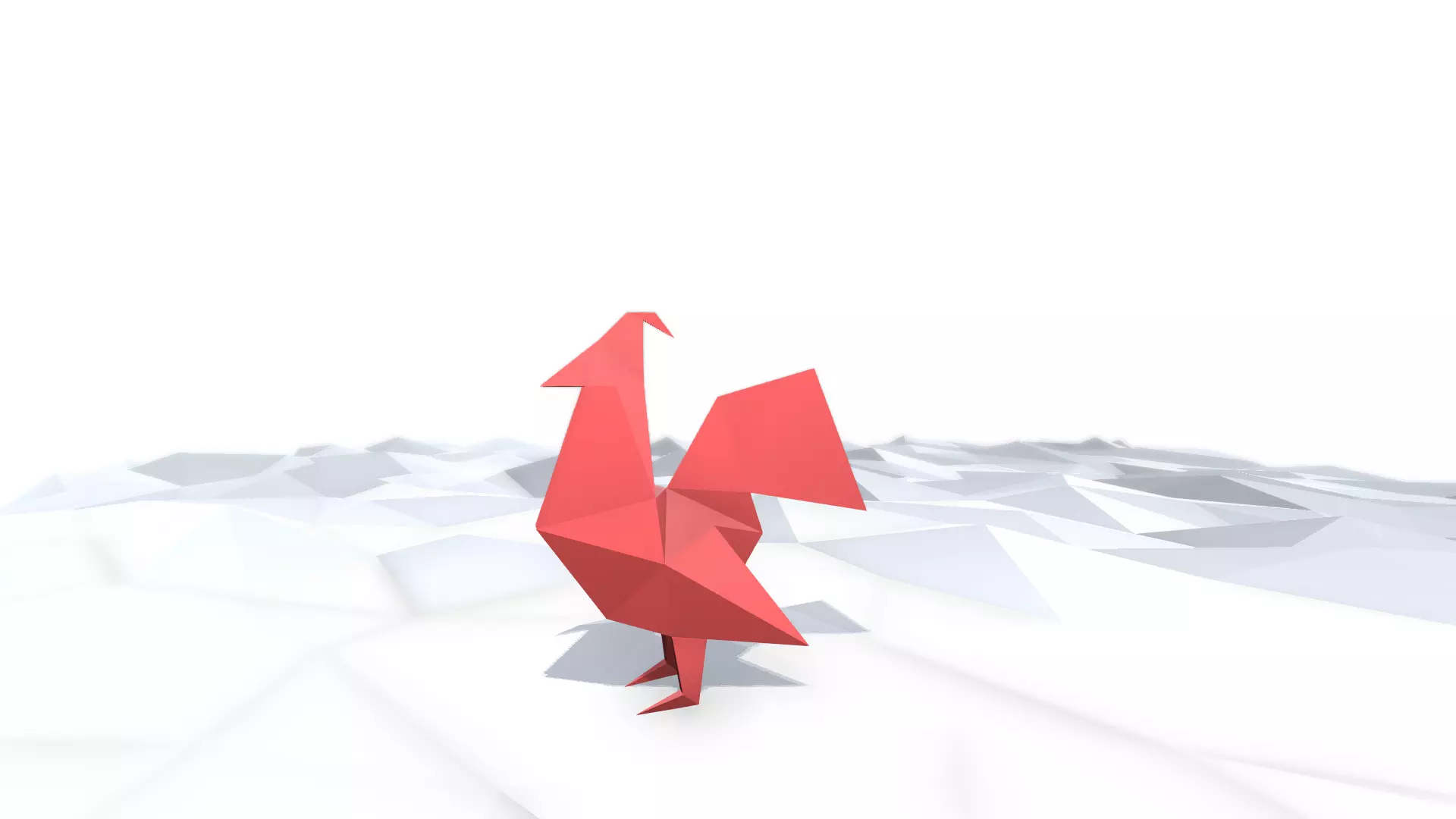 Origami Rooster Low-poly 3D model_0