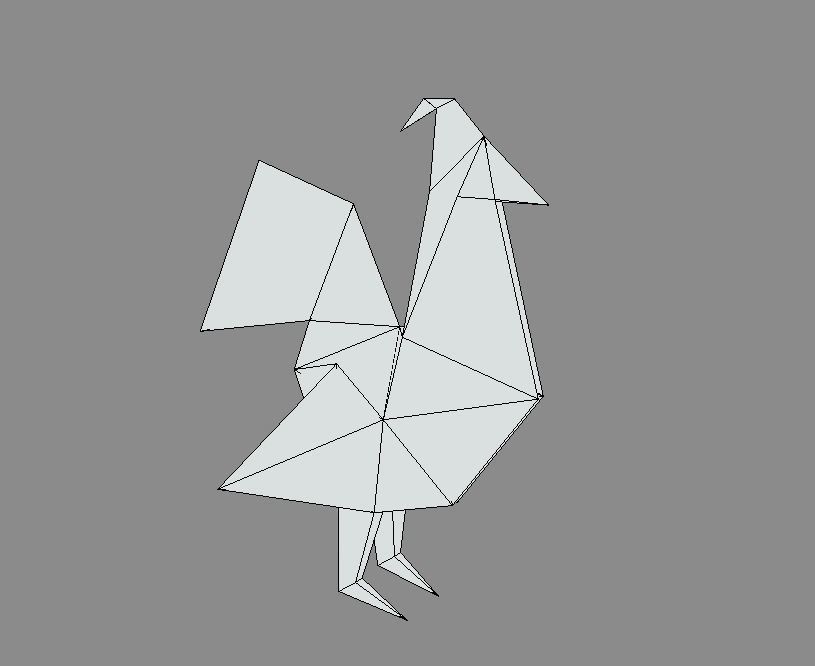 Origami Rooster Low-poly 3D model_4