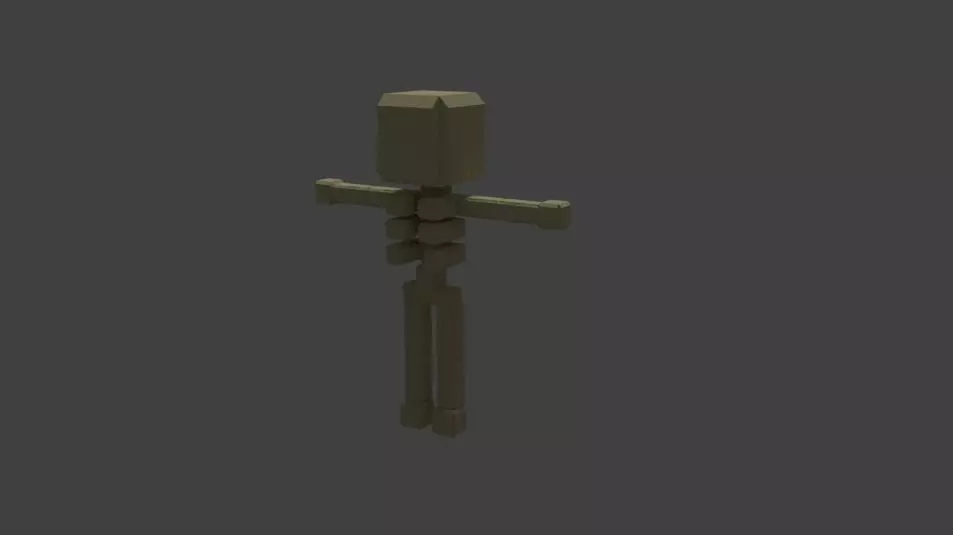 Skeleton Low poly wooden Low-poly 3D model_0