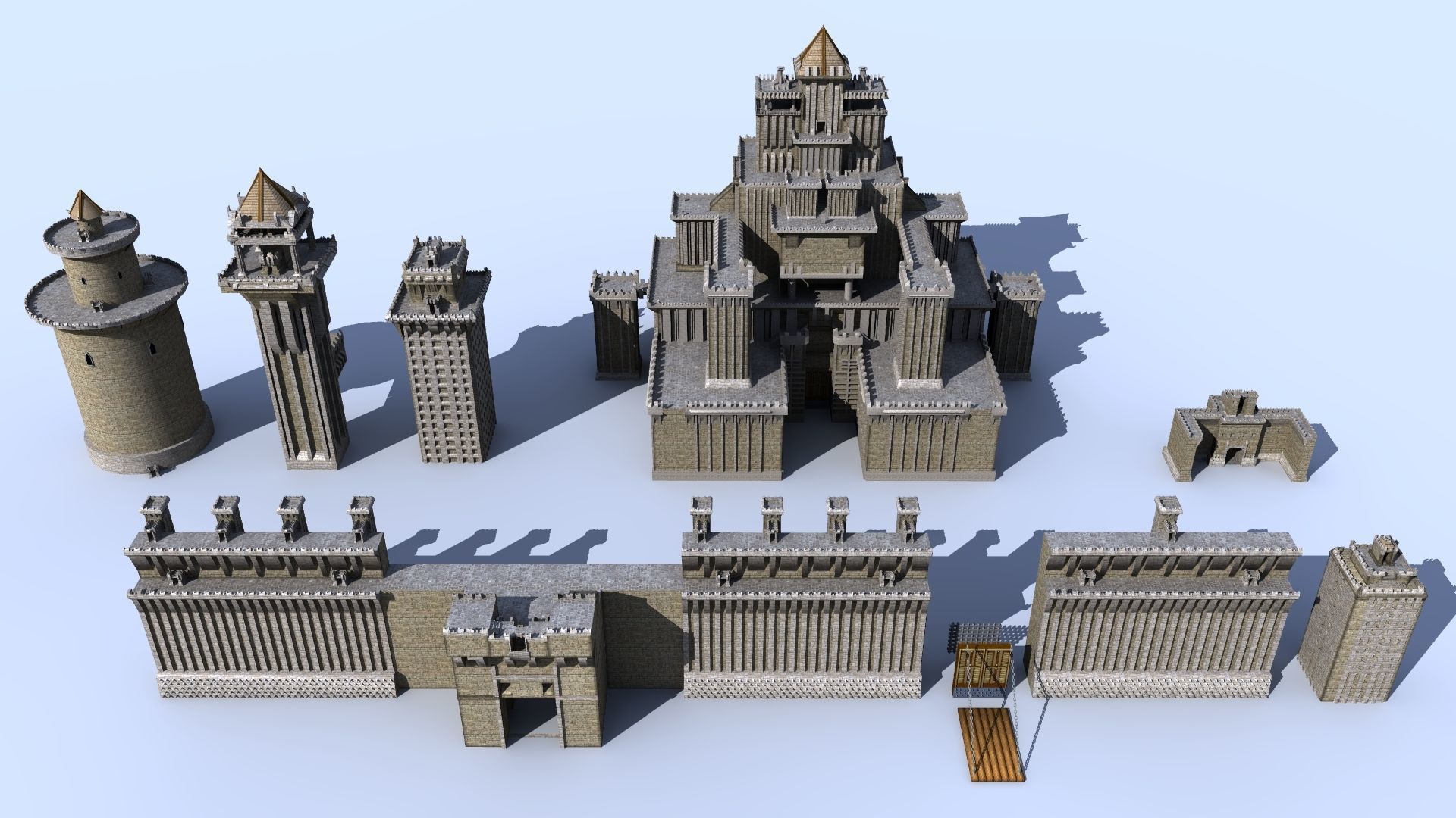Medieval Castle Pack 3D model_2