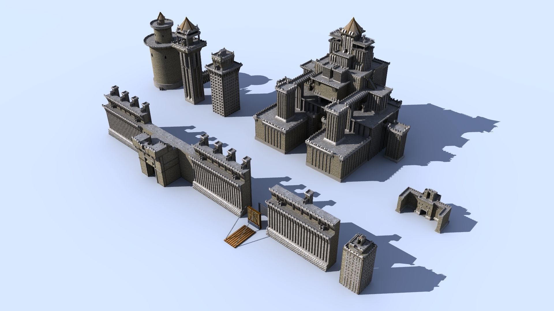 Medieval Castle Pack 3D model_3