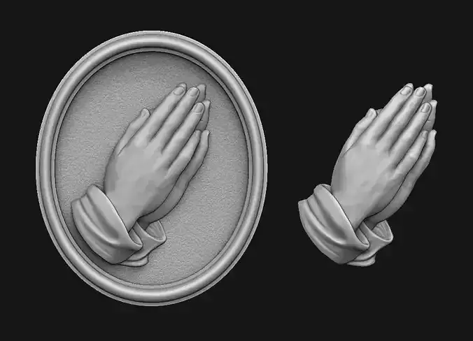 Praying Hands Medallion 3D print model