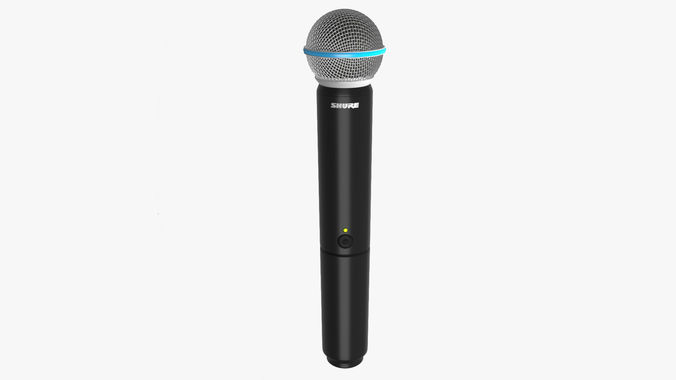 Microphone Shure beta 58A Wireless Low-poly 3D model
