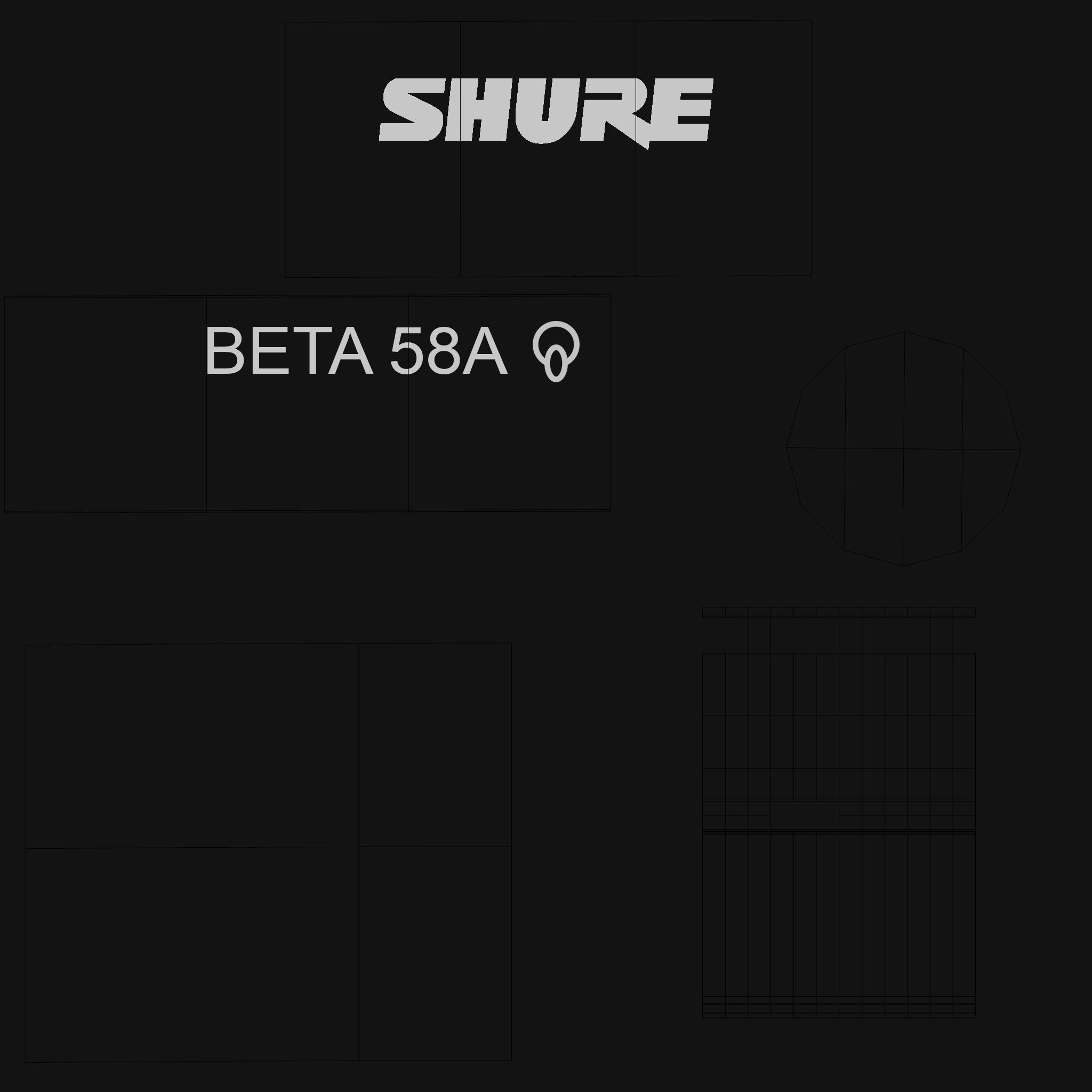 Microphone Shure beta 58A Wireless Low-poly 3D model_14