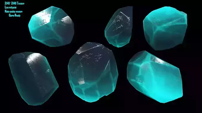 crystal turquoise stone Low-poly 3D model