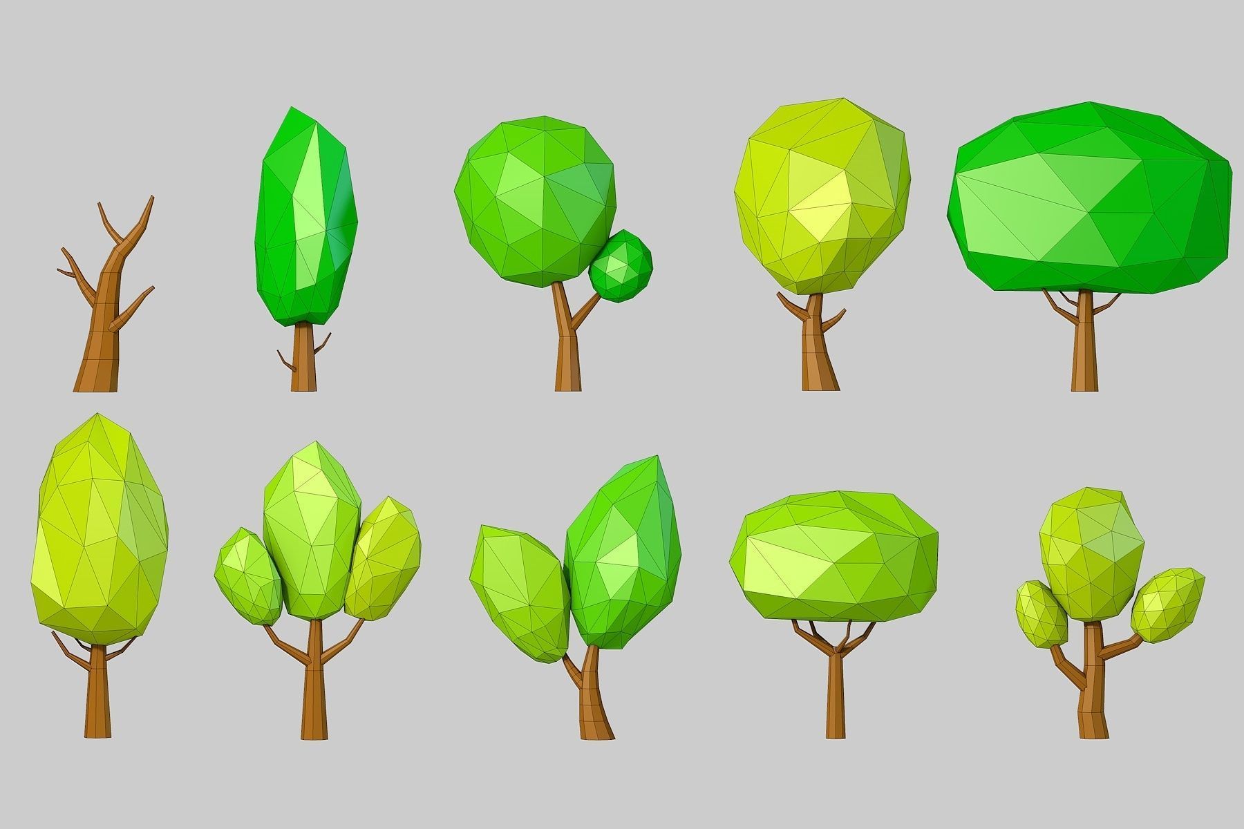 Low Poly Cartoon Tree Pack Low-poly 3D model_1