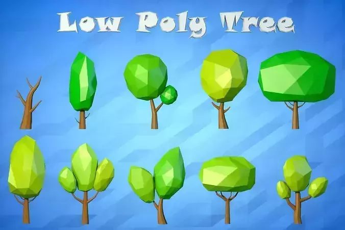 Low Poly Cartoon Tree Pack Low-poly 3D model