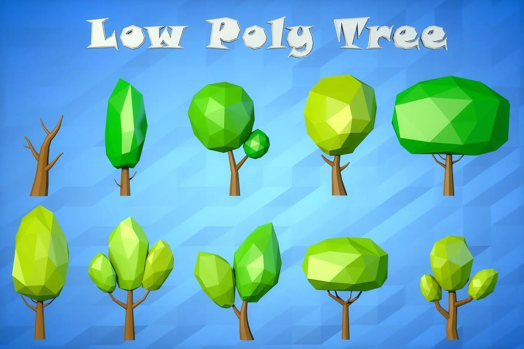 Low Poly Cartoon Tree Pack Low-poly 3D model_0