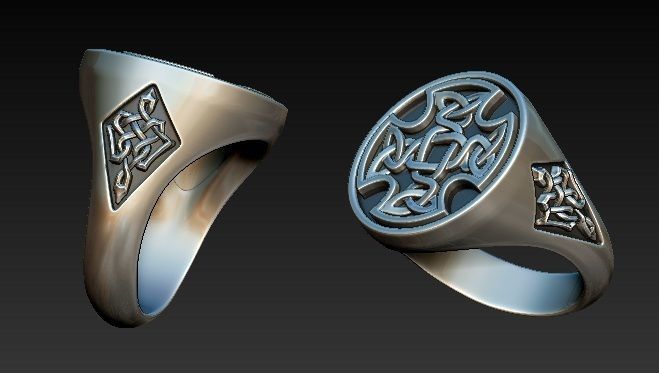 ring SIGNET celtic 3D print model_2