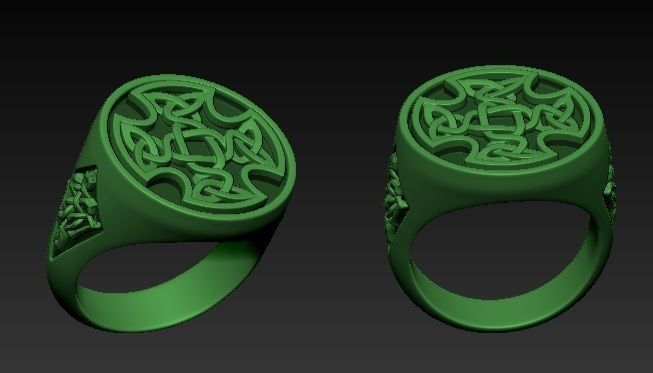 ring SIGNET celtic 3D print model_4