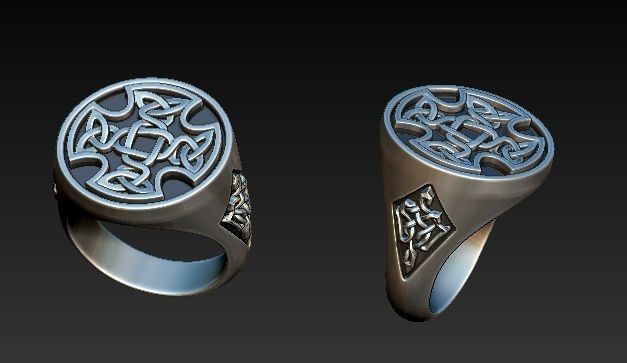 ring SIGNET celtic 3D print model_3