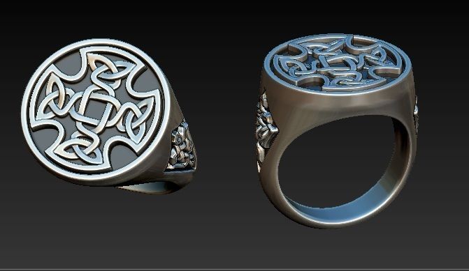 ring SIGNET celtic 3D print model_1