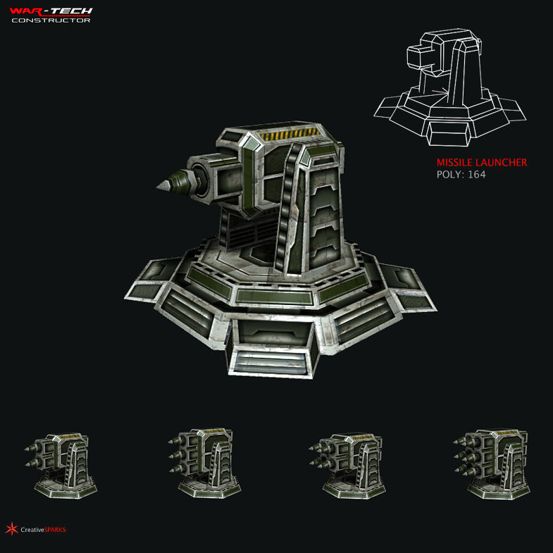 Modular Multilevel Turrets Mechs Robots Low-poly 3D model_5